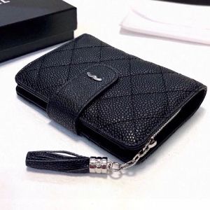 Caviar Leather Unisex Designer Silver Hardware Portable And Small Wallet Multi Card Bit Exquisite And Luxurious Diamond Lattice Coin Purse Card Bag 15x10cm