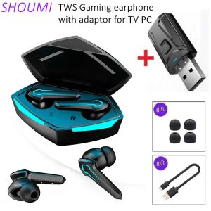 Hörlurar Ny P30 TWS -spelörhängen Trådlöst headset med mikrofon Bluetooth -adapterladdning Box Gamer Low Latency hörlurar för TV PC