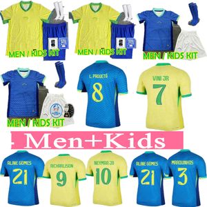 Fem stjärnor Brazils 24/25 Copa America Cup Football Jerseys Rip Stop Camiseta de Futbol Paqueta Shirt Maillot Marquinhos Vini Jr Brasil Richarlison Men Kids Neymar