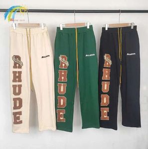 Pantaloni sportivi nero verde albicocca Uomo Donna 1 Asciugamano sciolto ricamato Pantaloni casual Rhude Pantaloni multitasche Jogger12