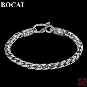 أصلية Bocai S925 Sterling Silver Bracelets للرجال نساء أزياء المسمار الخيط Weaven تويست سلسلة الشرير مجوهرات عتيقة 240313