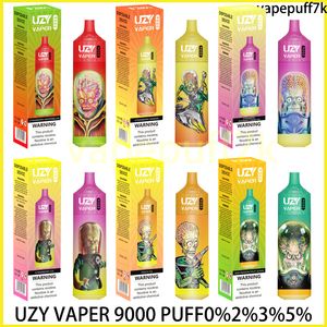 UZY Vaper 9000 Puff 9k puff Set Large Vaporizer Disposable Vape e-cigarette net coil LED Flashlights rechargeable battery 0%2%3%5% Disposable electronic cigarette