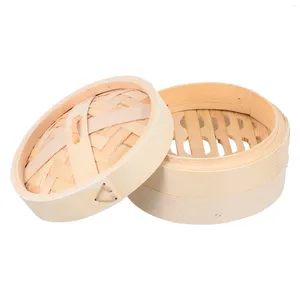 Double Boilers 1 Set Handmade Bamboo Steamer Kitchen Food With Lid Cooking Tool