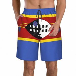 Summer Men's Eswatini Flag Beach Pants Shorts Surfing M-2XL Polyester Badkläder som kör 21GX#