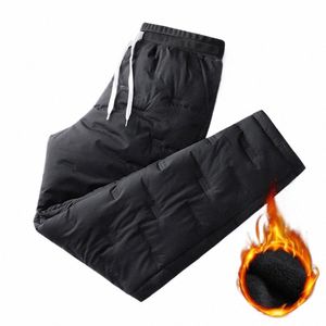 casual Pants Cott Padded Winter Pockets Coldproof Mid Waist Trousers Warm Pants for Daily Wear F3uW#