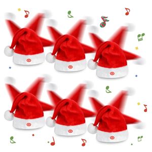 Cappelli Cappello di Natale che canta e balla Altalena elettrica Cappello da Babbo Natale in movimento Cappello di Natale in peluche per le forniture per feste di Capodanno di Natale