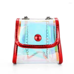 Axelväskor Summer Laser Transparent Bag Multi-Function Chain Leisure All-Match Small Square
