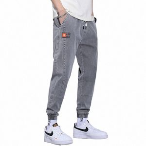 2023 Uomo Primavera e Autunno Fi Trend Denim Leggings larghi Nove Divisi Outfit Metà di vita Pantaloni casual versatili 11cz #