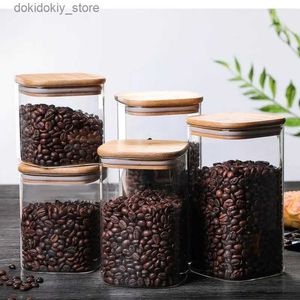 Matburkar Canisters fyrkantiga transparenta lass Sealed Storae Tank Seasonin Storae Tank Milk Powder Candy Coffee Bean Storae Tank Kitchen Suppliesl24326