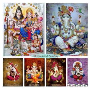 Stitch Lord Krishna 5d Ab Diamond Malarstwo Lord Ganesha Indie Bóg Rhinestones Haft Ganapati God Cross Stitch Zestrój domu