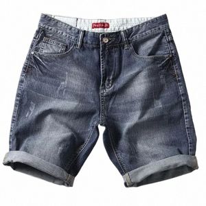 Mężczyźni szare dżinsowe spodnie dżinsowe spodnie dobrej jakości mężczyźni Cable Kolan Długość Krótkie dżinsy Nowe letnie mężczyzna duże dżinsowe szorty 42 Q3pn#