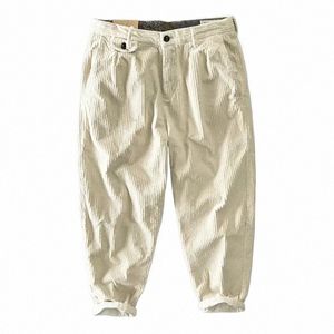 Autumn Winter New Men Cott Corduroy Pants Solid Color Casual Safari Style Multi-Pocket All-Match Workwear AZ325 L59N#