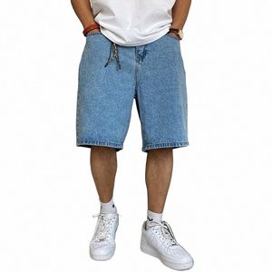 Summer American Fi Casual Vintage Denim Shorts Korean Streetwear Straight Loose Cargo Pants Harajuku Jeans Men kläder 95 ml#