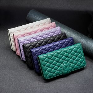 حالات الهاتف لـ iPhone 15 14 13 12 11 Pro Max Plus Grid Wallet Leather Case Luxury