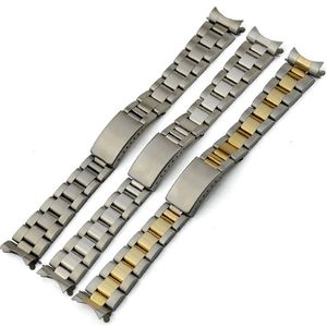 Rolex için 13mm 17mm 20mm Watch Erkek Kadınlar İzle Kemer Yeni Gümüş veya Altın Kavisli Son Sol SS Watch Band Strap292U
