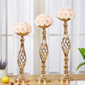 Decoração de festa 10 PCs Arranjo de flores de metal Stand CENTERPECES CENTRAS DE CASAMENTO DE 20 POLENTE DE CANÇÃO DE GOLD DE VASELO