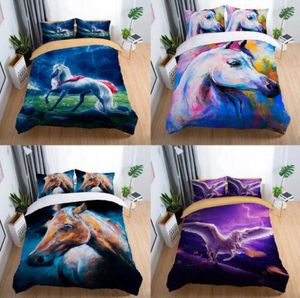 3D Horse Bedding Set Flying with Pillowcase Twin Full Queen King Size 2pcs3pcs6169489