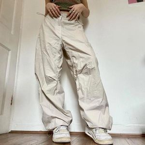 Women's Pants Solid Joggers Tech High Waist Streetwear Fashion Brown Baggy Trousers Y2K Casual Vintage Clothes