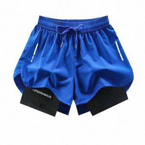 Summer Basketball Shorts för män som kör gymhorts snabba torr sportstrandshorts dubbelskikt fitn manliga kläder 4xl A85y#