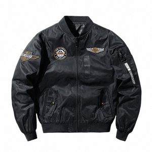 Hip Hop Jacket Men Wysokiej jakości armia granatowa biała motocykl wojskowy MA-1 Aviator Pilot Men Men Baseball Bomber Jacket Men M ~ 7xl D0WC#