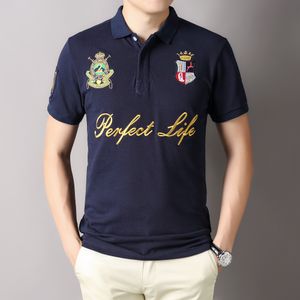 Designer's Magnificent Work! Pure Cotton Turn-down Collar Polo Shirt, New Summer Style with Unique Embroidery Design Shows Men's Elegance