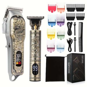 2 pçs cuidados masculinos clipper t-blade corpo cabelo aparador de barba conjunto de carregamento usb adequado estilo de beleza pessoal uso presente para homem