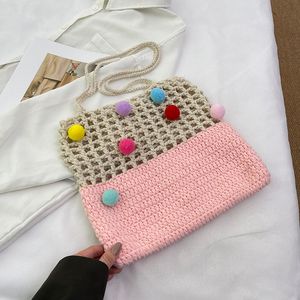 straw bag Spring woven bag Chain yellow blue shoulder bags Summer flower tote women bag handbags totes lady crossbody letter clutch woven purses