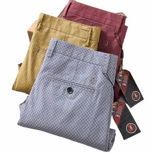 2023 Plaid Casual Pants Men Korea Fi rakt fit Jacquard Weave Formal Suit byxor för män Summerkläder 2023 Z3B6#