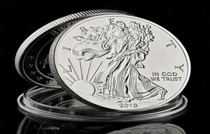 1 oz American Fine Memorial 2013 Liberty Eagle In God We Trust Moneta placcata argento Decorazioni per la casa Regali da collezione4865857