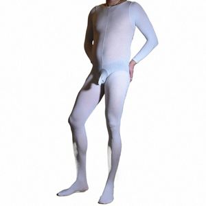 see Through Sexy Men Sheer Jumpsuit Srockings Pantyhose Tights Leoatrd One-piece Pajamas S947#