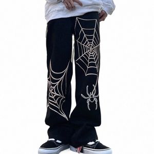 men's Streetwear Fi Brand Baggy Jeans Loose Floor Straight Wide Leg Cargo Pants Loose Jeans For Men Denim Trousers I4QP#