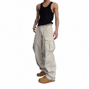 japanese cityboy heavy cott overalls wide leg pants European and American street high waist slim hiphop big mouth bag fi a5tx#