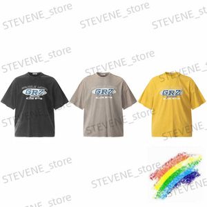 Erkek Tişörtleri Yıkanmış Grailz T Shirt Erkek Kadınlar 1 1 Yüksek Kaliteli Demir Gri Sarı Siyah Vintage T-Shirt Büyük boy T Üst T240325