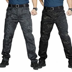 Männer Camo Multi-Taschen Cargo Hosen Schnell Trocknend Outdoor Sport Taktische Hosen Camoue Schwarz Hosen für Reisen Wandern Klettern W3kq #