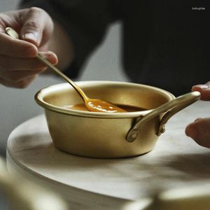 Tigelas 11cm Coreano Arroz Vinho Tigela Alumínio Golden Ramen Sopa Salada Japonesa Soju Copo Coco Cozinha Louça