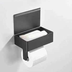 Hållare rostfritt toalettpappershållare med hyllan badrum spolbara våtservetter dispenser väggmontering wc papper telefonhållare vävnadslådor