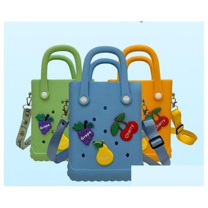 Handbags Children Hole Jelly Girls Letter Fruit Diy Accessories Single Shoder Bag Summer Kids Eva Messenger Beach Bags Z5341 Drop De Dh1Da