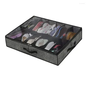Мешки для стирки, прочный органайзер для хранения обуви под кроватью, вмещает всего 12 пар обуви под кроватью, решение для шкафа с прозрачным окном