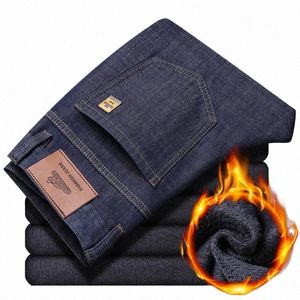 2023 Winter Denim Jean Gerade Marke Hohe Qualität Cott Hosen Männer Große Größe Winter Warme Dicke Fleece männer Jeans 45Sy #