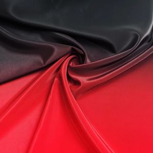 Tyg 1 meter x 1,5 meter glansig dansfasmaterial Röd svart ombre tyg koshibo nontransparent