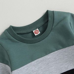 Giyim Setleri Toddler Boy Boy Sonbahar Kış Kıyafetleri Renk Bloğu Uzun Kollu Sweatshirt Külot Üst Pantolon Sweat Tweetit Set Kıyafetleri