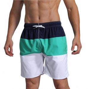 Männer Schwimmen Shorts Stilvolle Farbe Ctrast Trunks Lose Surfen Streifen Board Shorts FI Casual Seaside Shorts Strand Badeanzug J8gy #