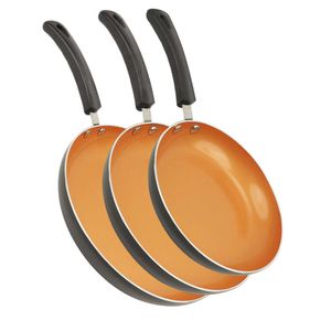 3st Golden Ceramic Nonstick Frying Pan Set 8Inch, 9.5 tum, 11 tum stekpannor PFOA PFAS gratis induktionskokare för omelett och ägg - Kök matlagningstillbehör