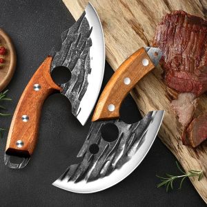 Coltelli Mannaia per carne forgiata Coltello da cucina per chef Coltello per disossare la pesca Coltello per tagliare la frutta BBQ Macellaio Utilità portatile Coltello vichingo Apriscatole