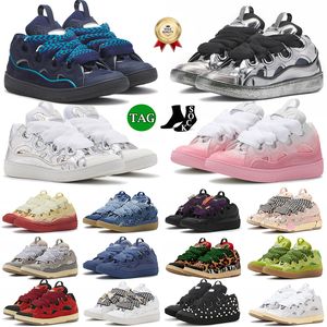 Luxury Laceup Curb Sneakers Scarpe casual Stivali Lavine Mesh Top Pelle Straordinaria pelle di vitello goffrata Gomma Nappa platform Lavins Uomo Donna Scarpe da ginnastica 35-46