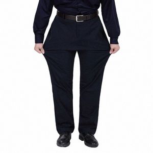 bktrend 2017 New Autumn Men's Casual Busin Pants Stretch Elastic Fabric Loose Straight Pant Black Blue Khaki Big Size 38-52 z2Mx#