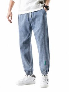 Primavera verão preto azul baggy jeans homens streetwear denim corredores casuais cott harem calças jean plus size 6xl 7xl 8xl z05t #