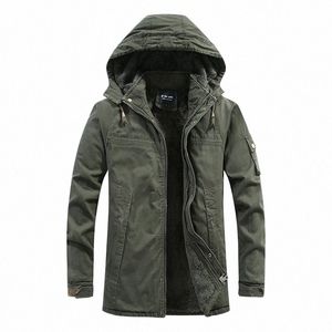 Varma militärjackor förtjockar fleece Cott-Padded Warm Winter Jacket Men Parkas Wool Waterproof Jackets Man Coat Winter Men's V27E#