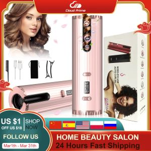 Irons Automatic Curling Iron Automatic Hair Curler With 6 Temps 6 Timers LCD Display Hair Curlers Portable Rechargeble Rotating