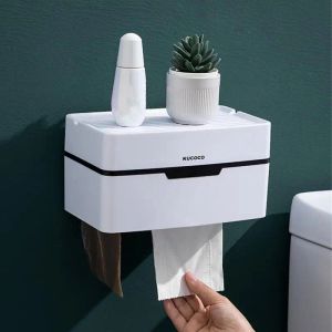 Holders Bathroom Kitchen Tissue Box Toilet Paper Holder Creative NonPunched Toilet Paper Holder Wall Mounted Paper Holder Self Adhesive